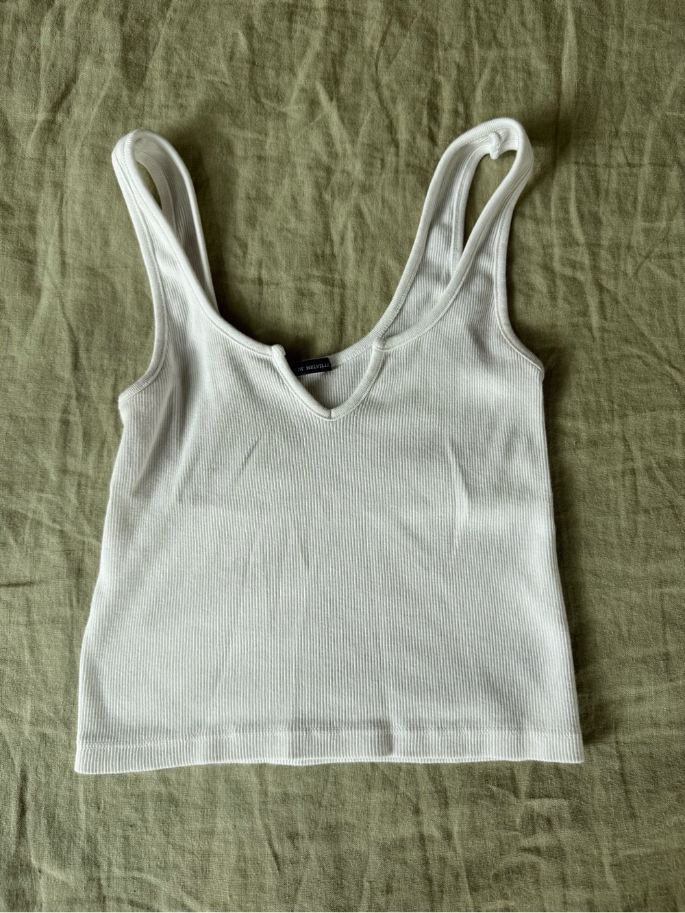 Brandy Melville White Ribbed 100% Cotton Tank